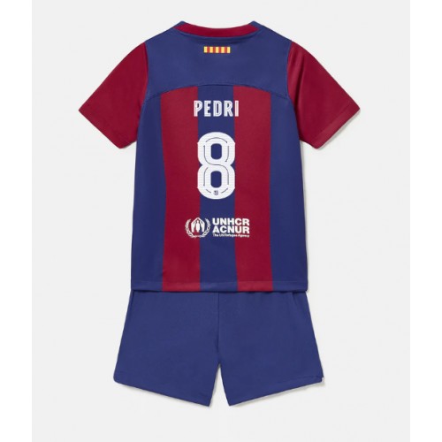 Barcelona Pedri Gonzalez #8 Hemmakläder Barn 2023-24 Kortärmad (+ Korta byxor)